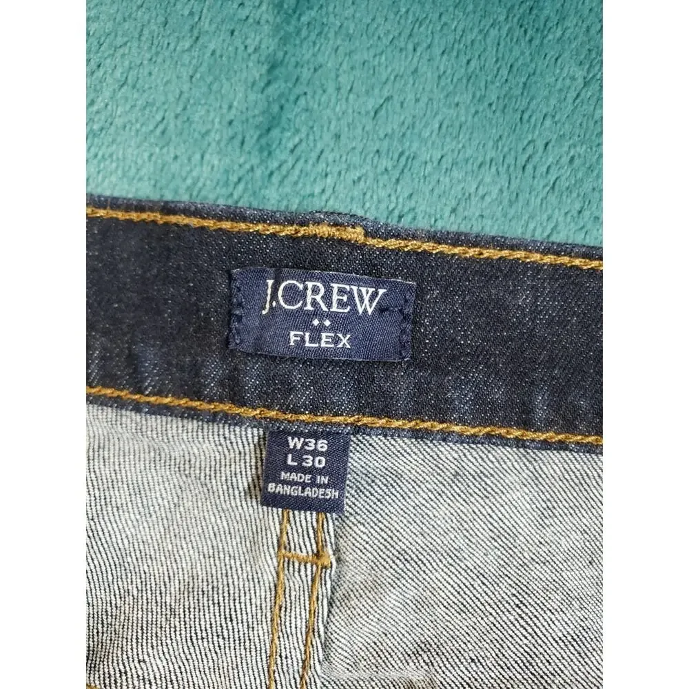 J.Crew Jeans Size 36x30 Mens Blue Denim Pant Stretch Dark Mid Rise Slim Straight